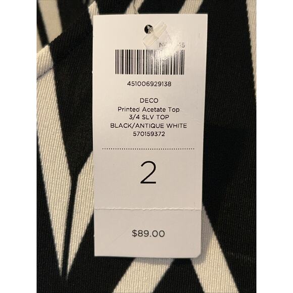 NWT Chicos Travelers Sz L Deco Pull Over Blouse 3/4 Sleeve Easy Wear Boho Whimsy - Picture 4 of 11